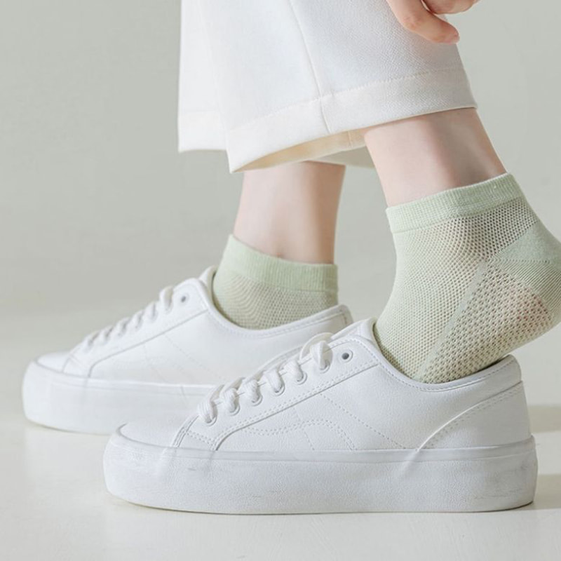 Lange fløyels bomullssokker for kvinner, netting pustende korte sokker Lange fløyels bomullssokker for kvinner, netting pustende korte sokker