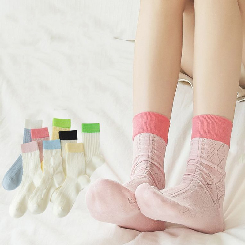 Diamondformede kvinners lappeteppe Summer Hollow Mesh Breathable Mid Tube Socks Diamondformede kvinners lappeteppe Summer Hollow Mesh Breathable Mid Tube Socks