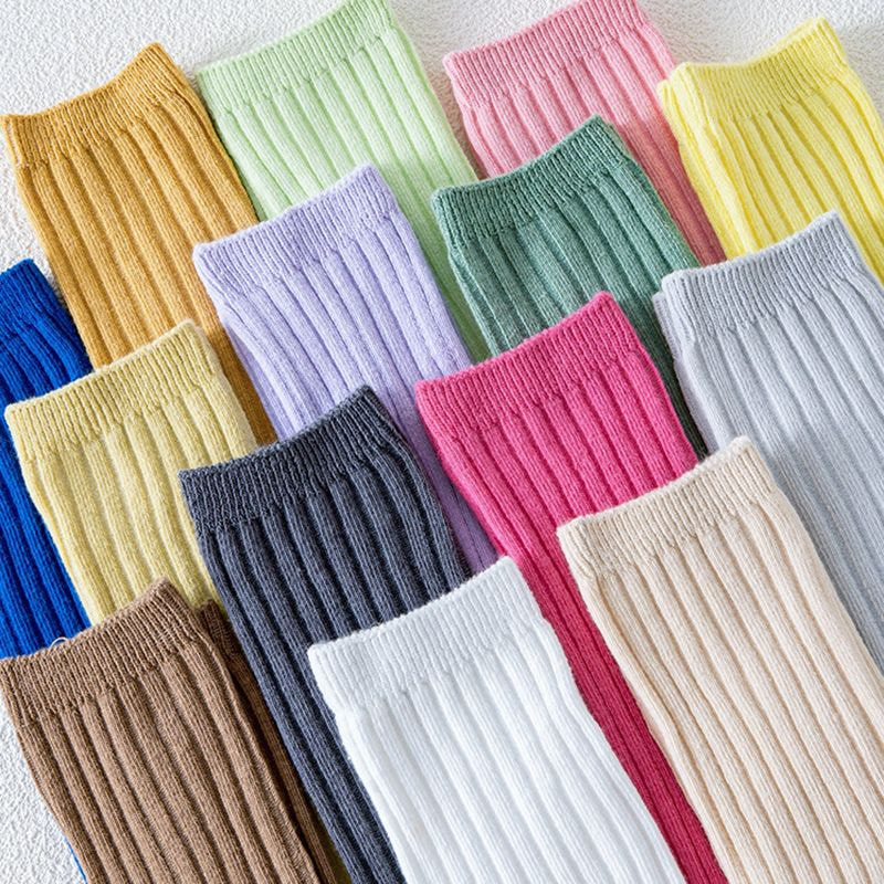 Barnas sokker, rørsokker, babyguttenes og jenters knesokker, godterifargede rette brett doble nålesokker Barnas sokker, rørsokker, babyguttenes og jenters knesokker, godterifargede rette brett doble nålesokker