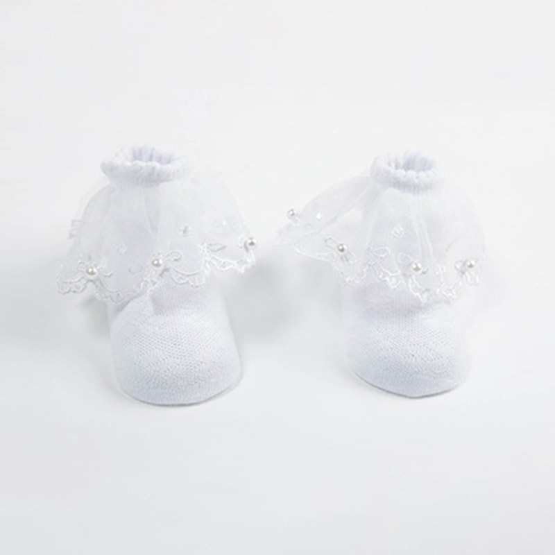 Mesh perle blonder blonder sokker bomull jenters bue baby tynne sokker Mesh perle blonder blonder sokker bomull jenters bue baby tynne sokker